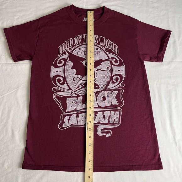 Black Sabbath T-Shirt Top Women Sz S Burgundy Lord Of This World Graphic Cotton - Picture 3 of 5